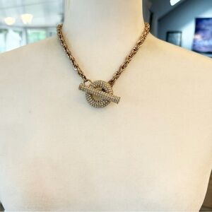 Rose Gold Rhinestone Crystal Pave Toggle Necklace by INC.